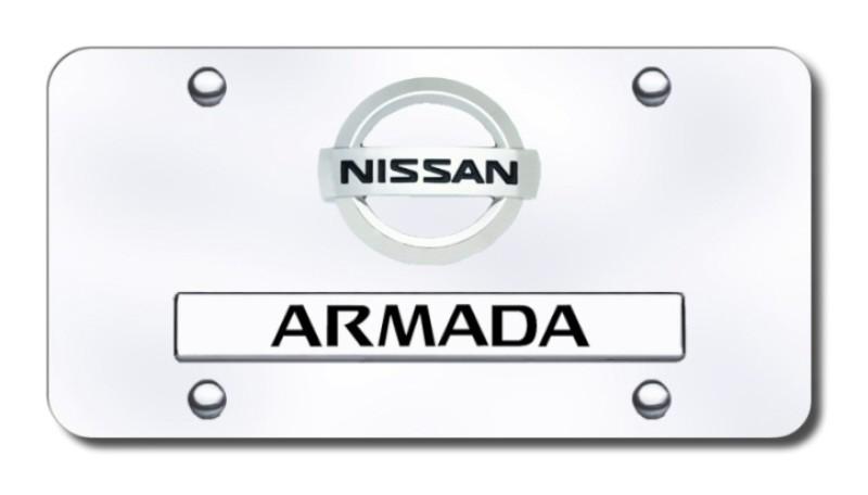 Nissan dual (new) logo armada chr/chr license plate made in usa genuine