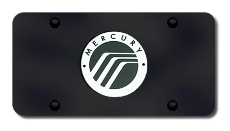 Ford mercury logo chrome on black license plate made in usa genuine