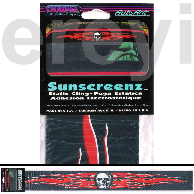 Flaming skull windshield decal car auto classic hot rod sun shade strip sticker