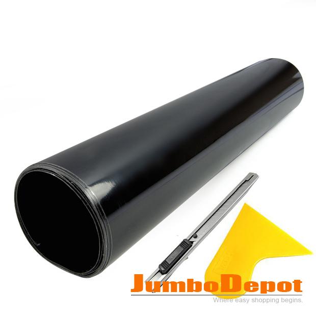 [valued 2 tools pack]58" dark black smoke headlight taillight vinyl film for car
