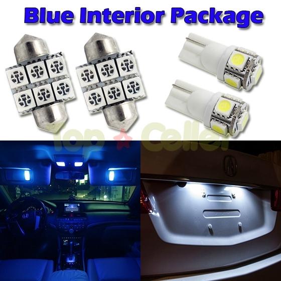 6 blue led interior lights package t10 194+31mm de3175 for mazda nissan toyota