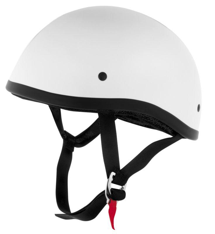 Skid lid half beanie white motorycycle helmet dot lg