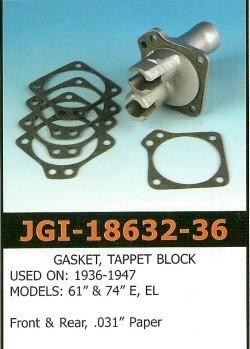 James 1936-1947 knucklehead front & rear tappet block gasket - close out