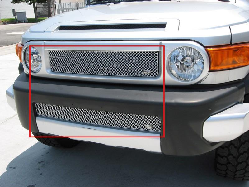 2007-2013 toyota fj cruiser grillcraft up & low silver 2pc grille mx grills