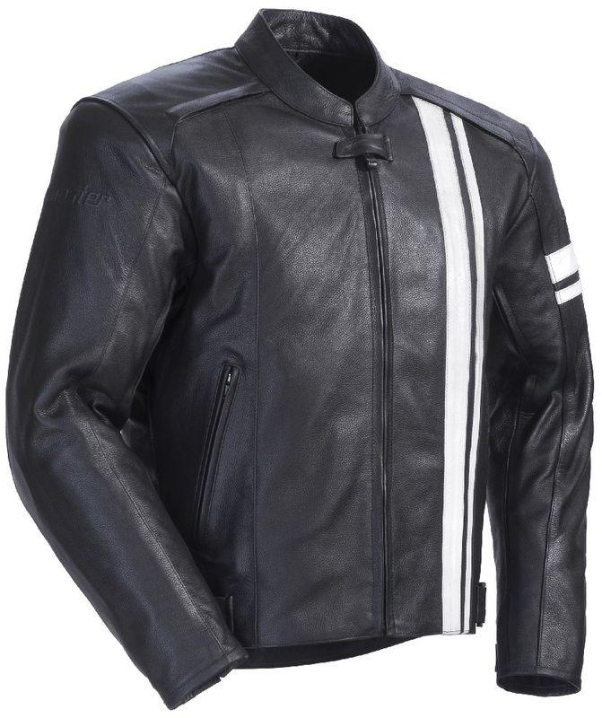 Tourmaster coaster 3 black white 3xl leather motorcycle riding jacket xxxl