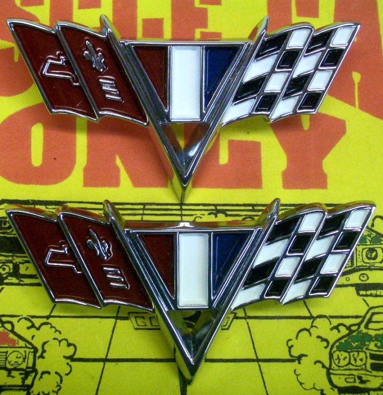 1965-1967 chevelle el camino camaro vova front fender v flag emblems 