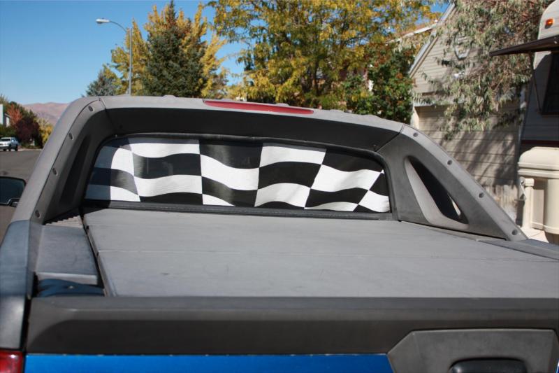 2002 chevy avalanche checkered flag racing  rear window graphic see thru!!!!!!!