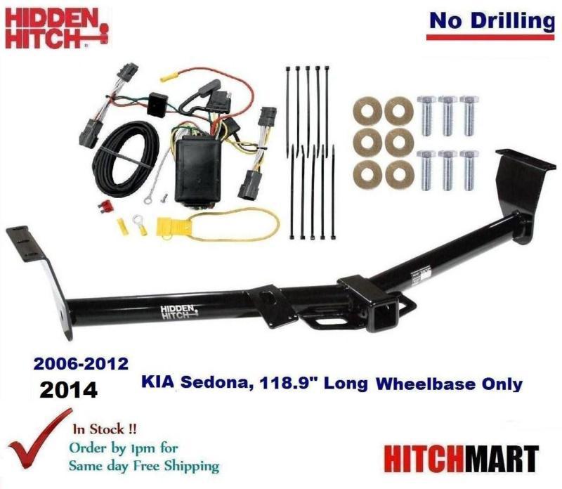 Trailer hitch & wiring for 06-12, 2014 kia sedona 118.9" long wheel class 3   2"