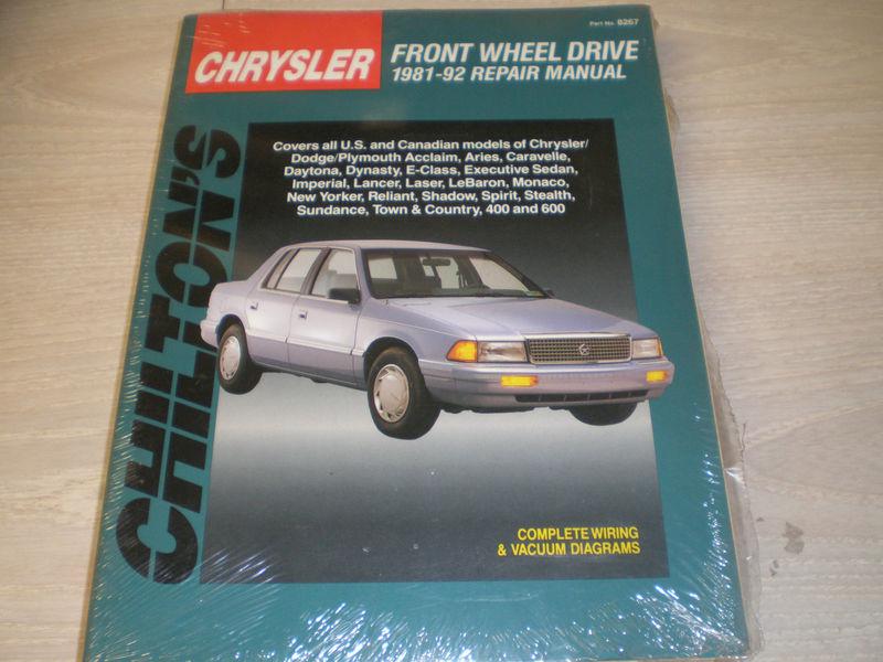 1981-1992 chrysler e-class imperial new yorker town & country repair manual new