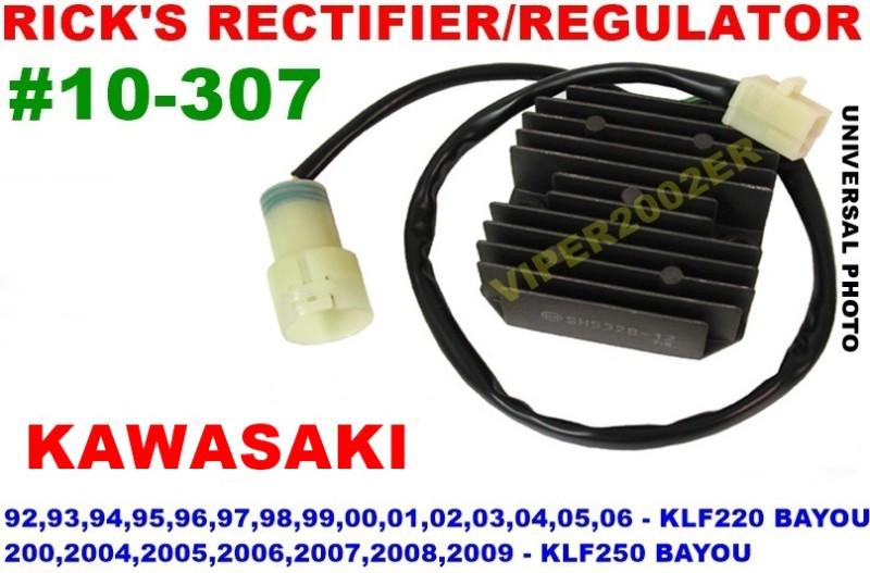 Rick's rectifier regulator kawasaki 92-06 klf220 bayou & 03-09 klf250 #10-307