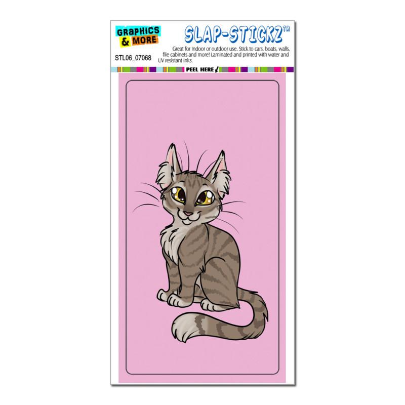 Tabby cat brown on pink - pet - slap-stickz™ car window locker bumper sticker