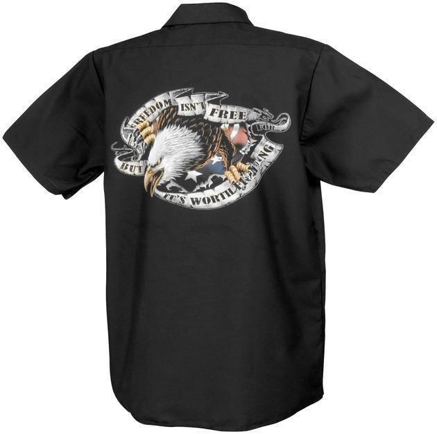 Lethal threat freedom isnt free motorcycle work shirt black xl/x-large