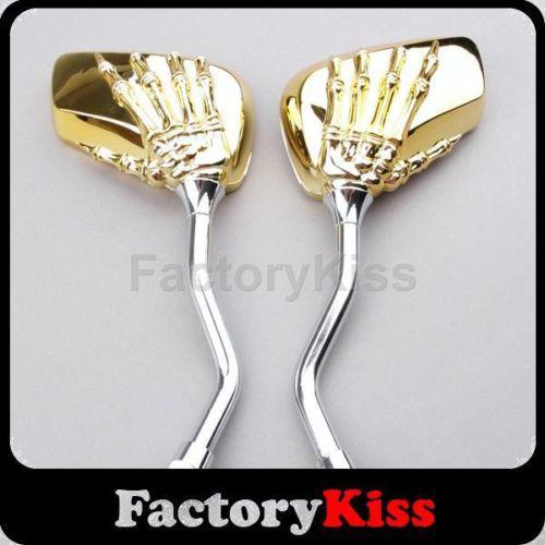 Gau golden skeleton hand rear view side mirrors fit-all-motorcycle