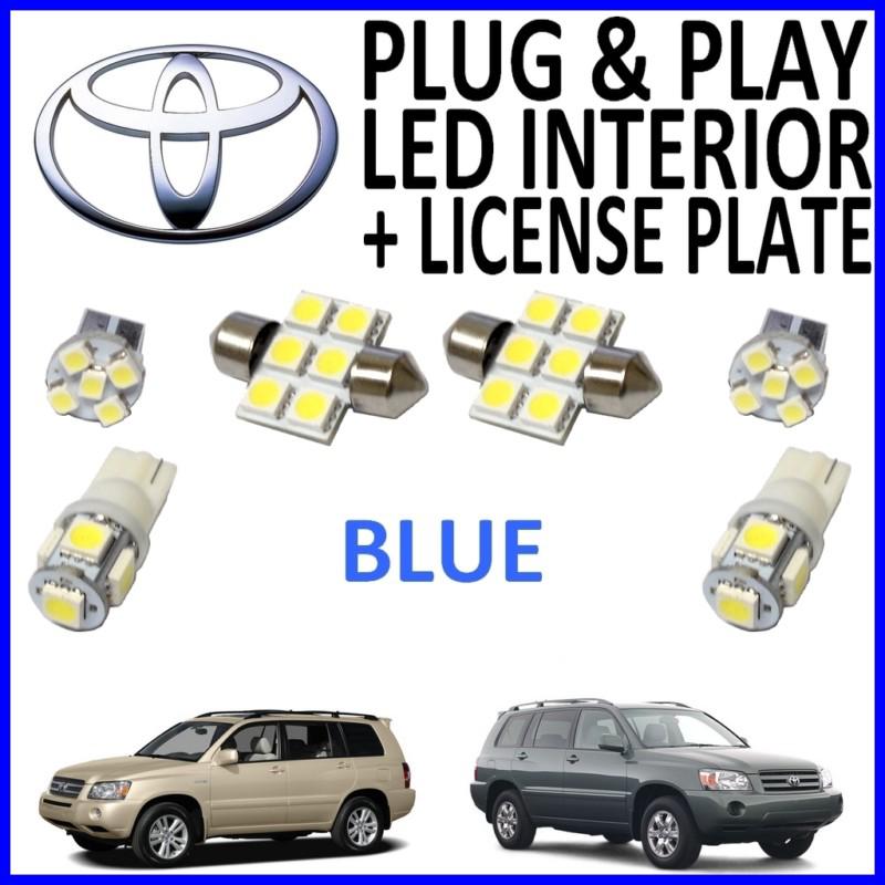 6 piece super blue led interior package kit + license plate tag lights th2b