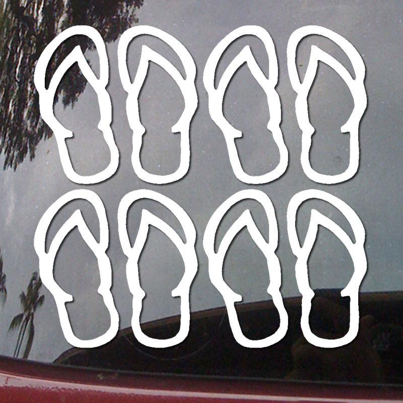Lot of 4 - 3 inch flip flops slipper car body vinyl decal window sticker h23m