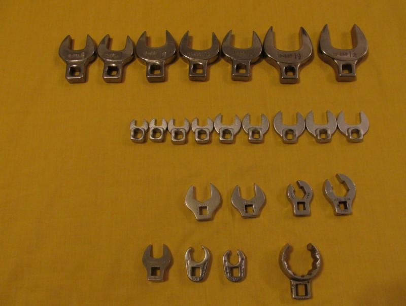 ★ mixed lot 24 crowfoot open wrench standard sizes snap on mac proto armstrong