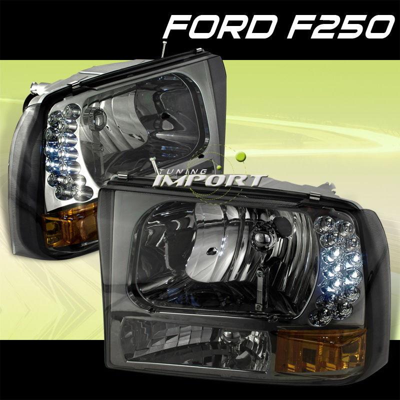 2000-2004 ford f250/350 super duty sd/excursion smoke led headlights lamps new