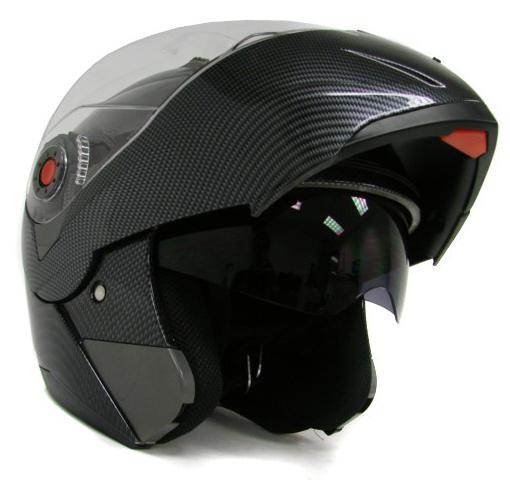 Carbon fiber modular flip up dual-visor sun shield motorcycle helmet ~xl/xlarge