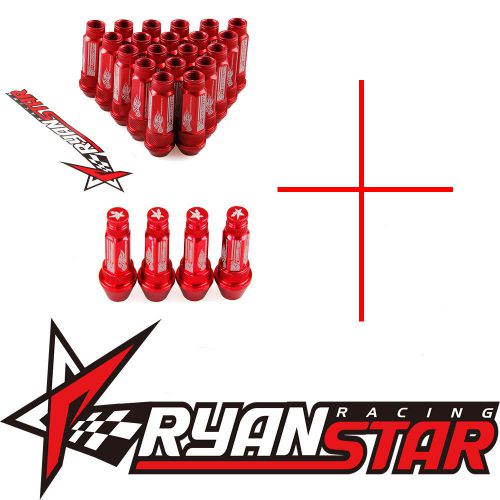 Ryanstar 20* m12x1.5 lug nuts and 4*tire wheel rims stem air valve caps tyre red