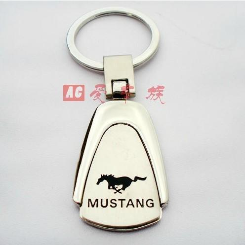 Ford mustang logo heavy metal brushed chrome finish teardrop engraved  keychain