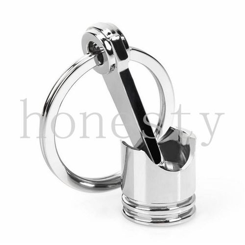 Metal piston car keychain keyfob engine fob key chain ring keyring silvery gift