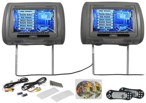 Rockville rtsvd961-gr 9” gray touchscreen dual dvd/hdmi car headrest monitors