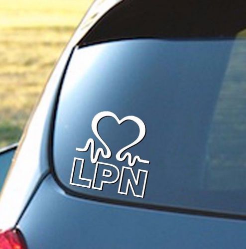 Lpn heartbeat - vinyl car window decal cardiac love, nurse, doctor, rn, emt