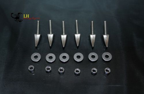 6pc 5mm windscreen fender bolt silver spikes for motorcycle