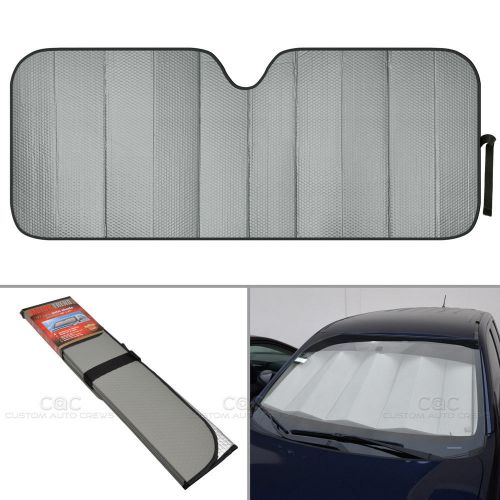 Foldable jumbo car window cover sun shade auto visor - gray foil relfective