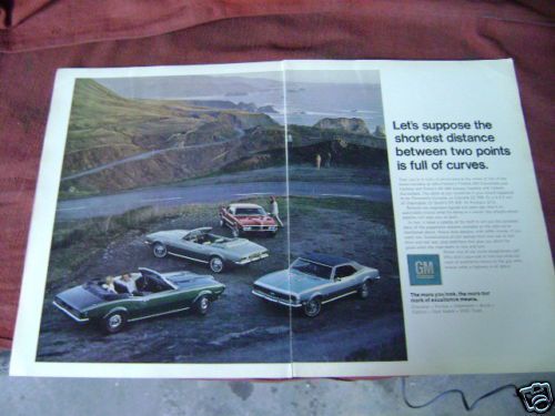 1968 pontiac firebird 400&amp; chevy ss396 camaro ad/poster