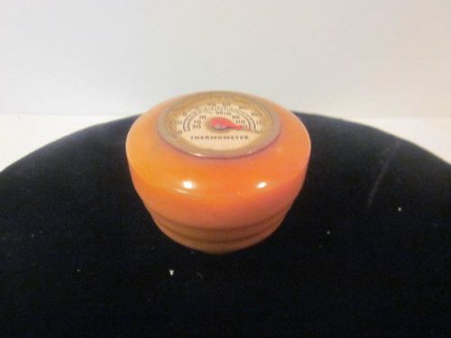 Early automobile/car butterscotch bakelite shift knob with temperature gauge