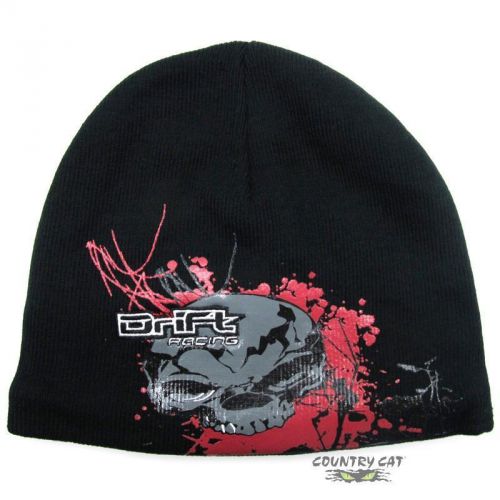 Drift racing skull black &amp; red beanie hat fleece lined men&#039;s one size - 5225-574