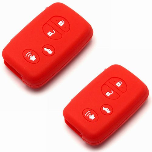 2pcs red new protective silicone smart key car fob case skin cover protector