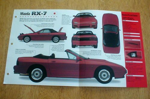 1989 mazda rx-7 turbo ii coupe/convertible unique imp brochure