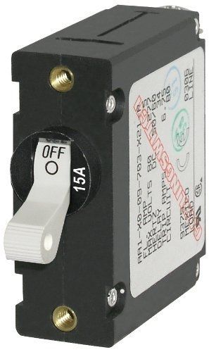 Blue sea systems a-series white toggle circuit breaker - single pole, 15a