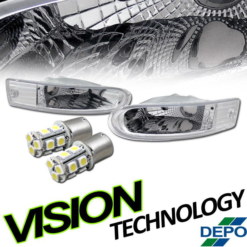 Depo 03-05 eclipse euro clear front bumper turn signal lights lamps+led bulbs