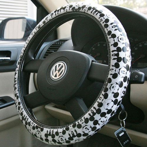 Car steering wheel cover flexible decoration / 370x379mm mickey mouse b&amp;w