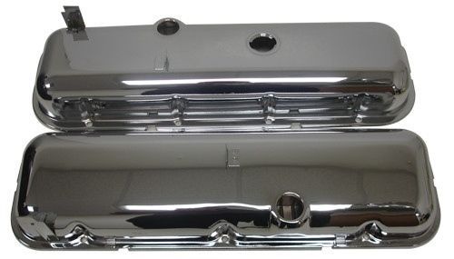 Corvette big block chrome valve covers with drippers not slanted (replacement)