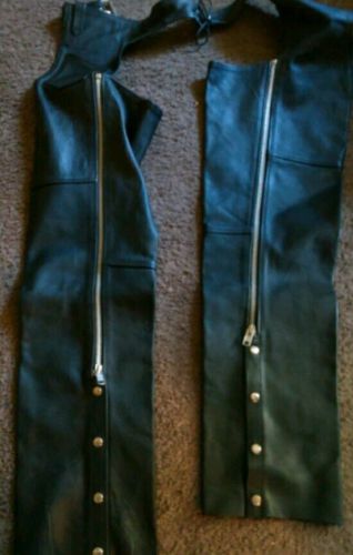 Leather motorcycle riding chaps wilsons open road size small new