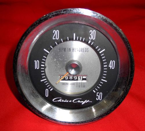 1966 vintage chriscraft tach rpm gauge with hour meter
