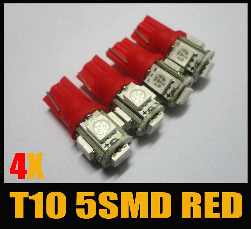 4x red 5-smd led t10 927 928 939 168 194 192 447 dome lights  #hf11