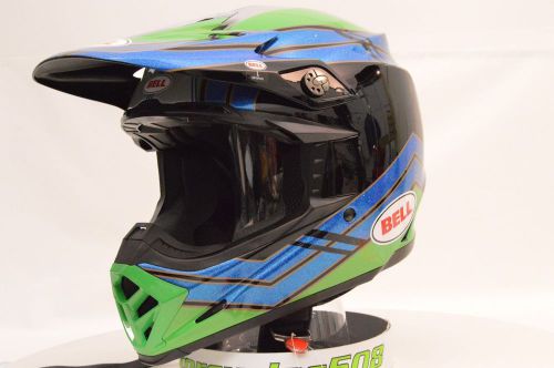 Bell moto-9 airtrix blue green dirt bike atv mx motorcycle helmet lg open box