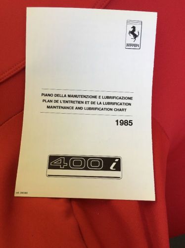Ferrari 400 i 1985 maintenance and lube chart