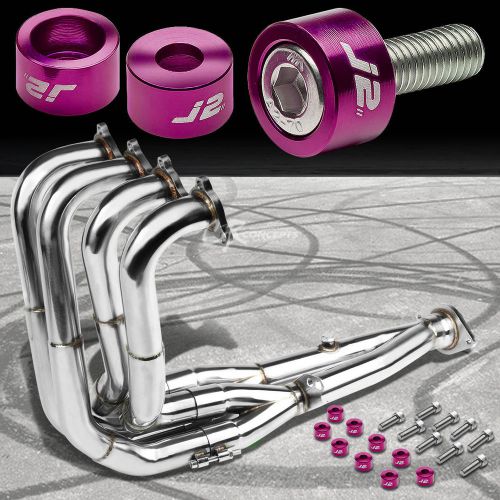 J2 for integra dc2 b18 exhaust manifold tri-y header+purple washer cup bolts