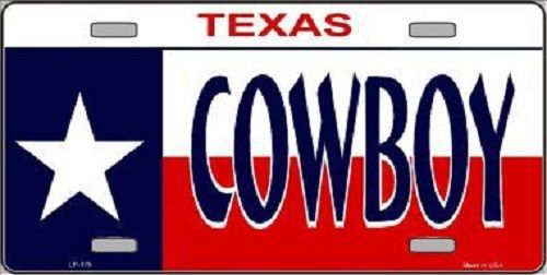 Texas cowboy vanity metal novelty license plate 6&#034; x 12&#034; state auto tag car new