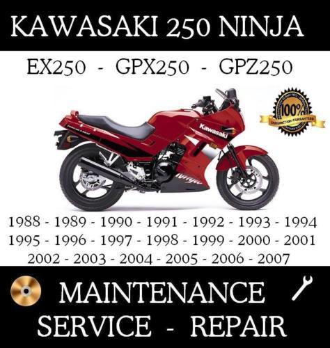 Kawasaki ex250 ninja 250 r gpz250 gpx250 service repair workshop manual