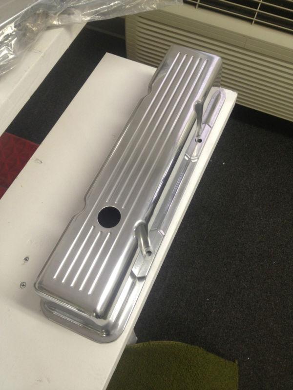 Small chevy polished aluminum ball milled valve covers