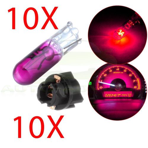 10pcs pink/purple t5/74 instrument cluster indicator halogen bulbs + twist lock