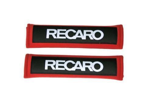 Car shoulder pad cover fabric seat belt for recaro universal fitment red 1 pair