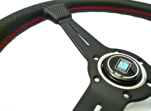 Nardi cl. black perf. leather + red stitching 36 + hub for renault alpine a110